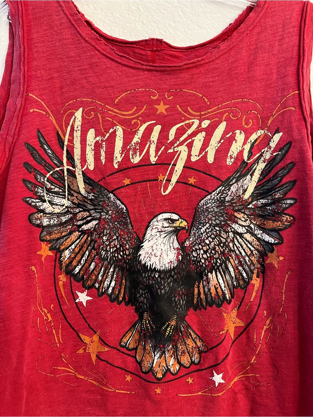 100 percent Cotton red bohemian tank tee